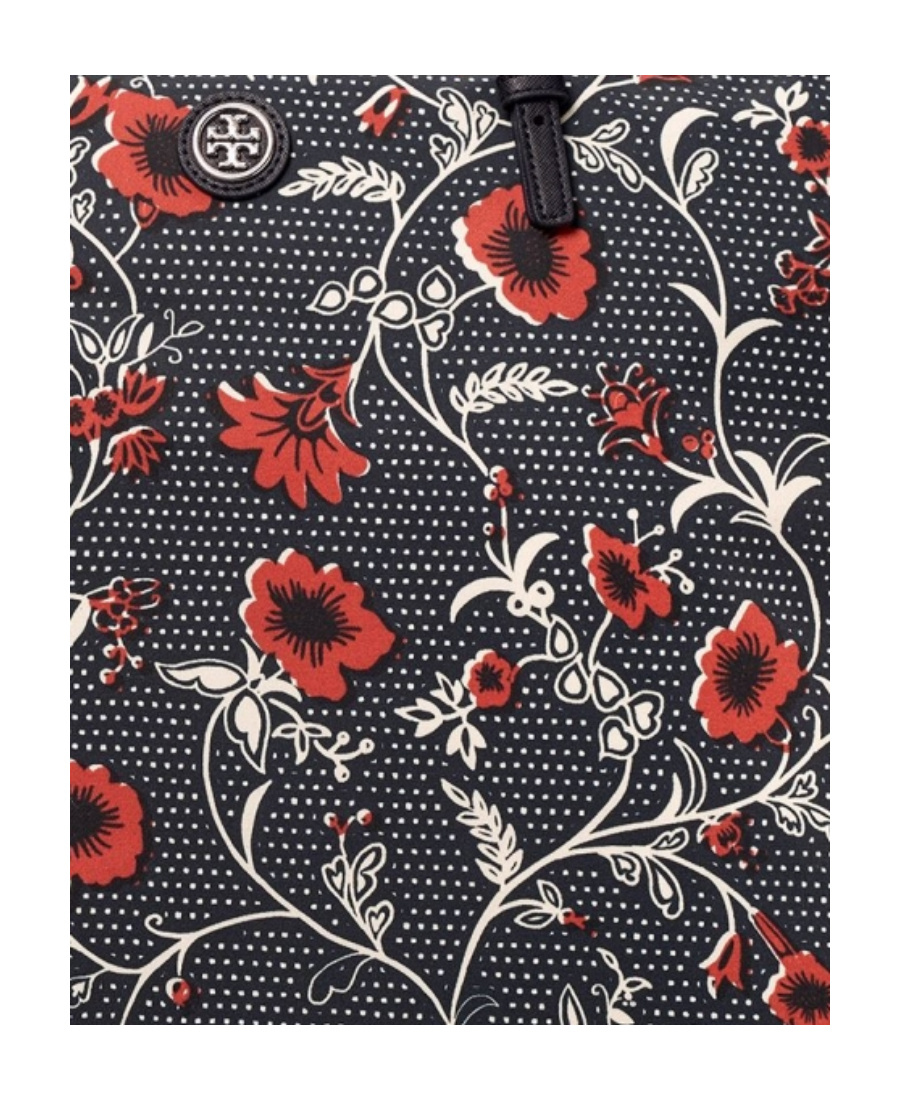 Tory Burch Printed Nylon Tote Bag In Black