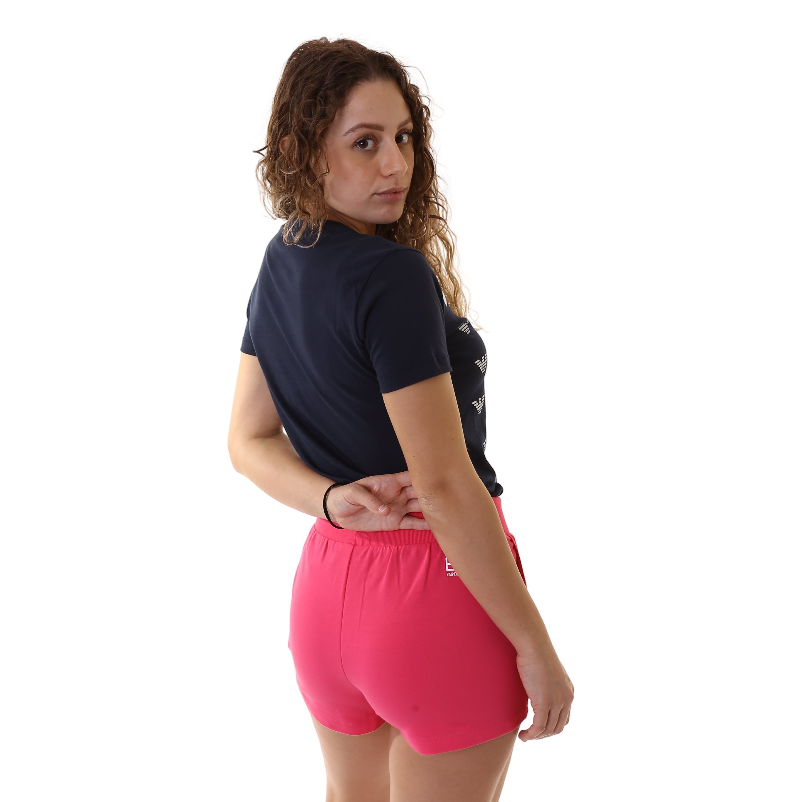 EA7 NAVY BLUE ROUND COLLAR SHORT-SLEEVED T-SHIRT 