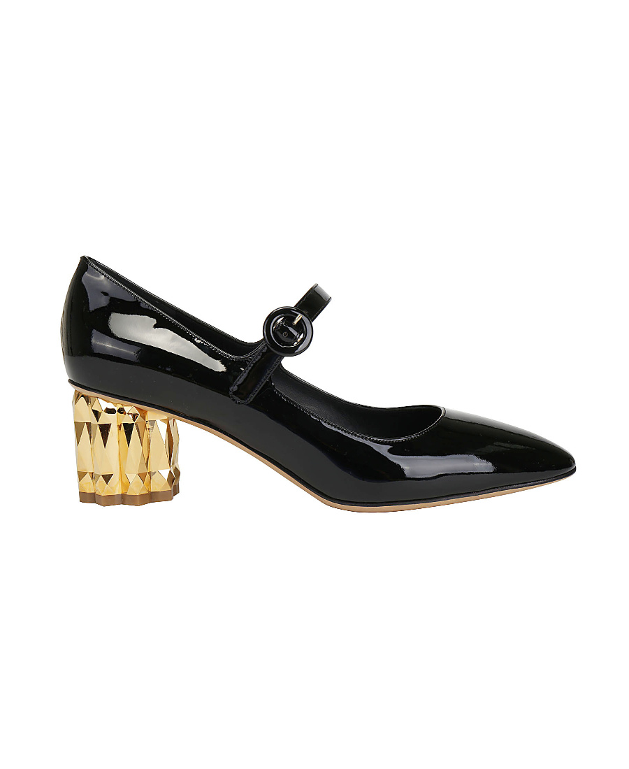 Ferragamo Black Logo Buckle High Heels