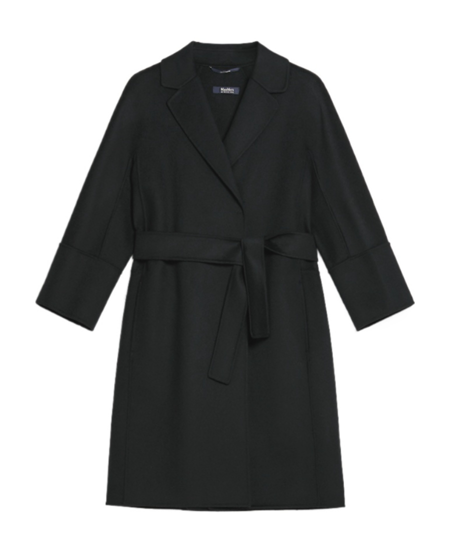 Max Mara Logo Coat In Black