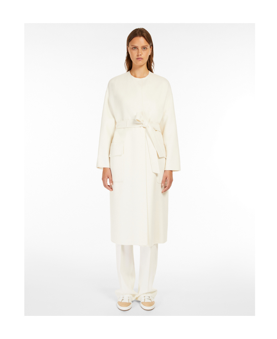 Max Mara Belted Coat In White