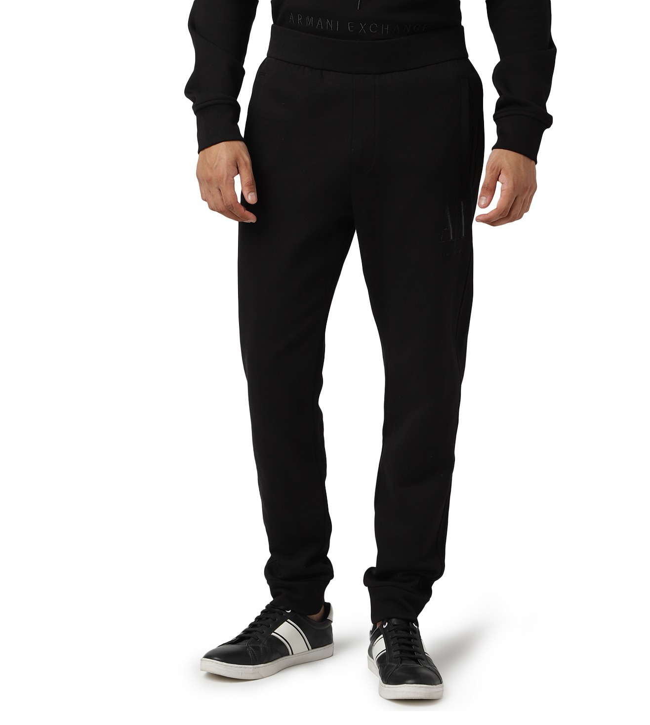 Armani Exchange Logo-embroidered Track Pants In Black