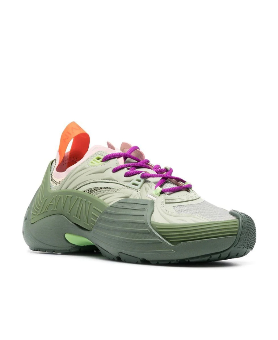 Lanvin Multi-panel Lace-up Sneakers In Gray