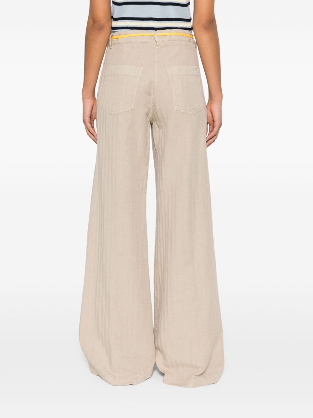 Aspesi Striped Wide-leg Trousers In Brown