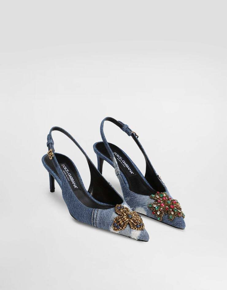 Dolce & Gabbana 60mm Embellished Denim Pumps In Blue