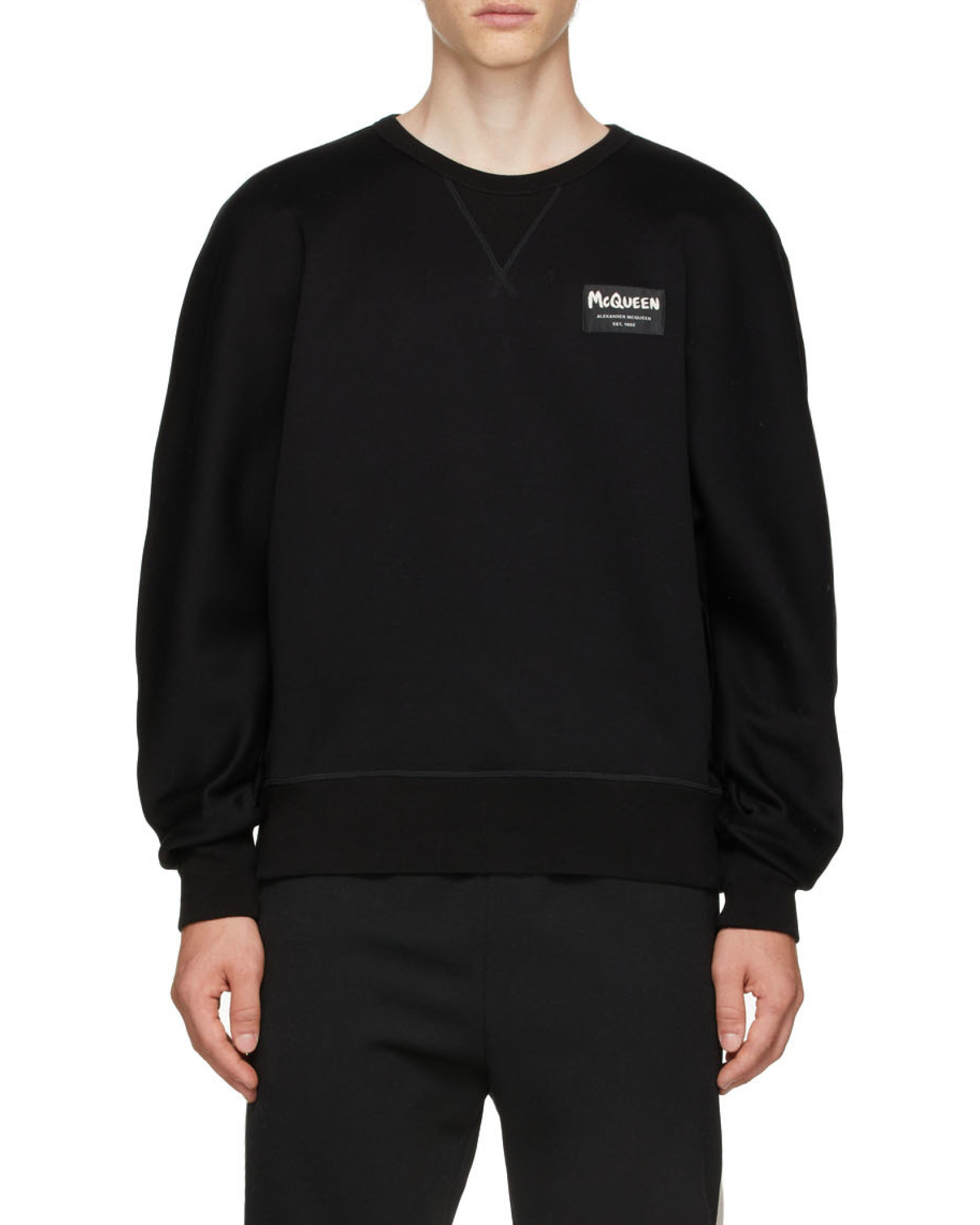 Alexander Mcqueen Graffiti Logo Patch Cotton Sweatshirt In Black
