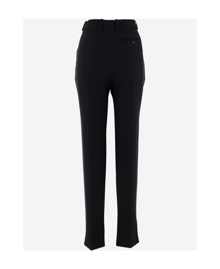 Alexander Mcqueen Womens Black Pressed-crease Buttoned-pocket Regular-fit Straight-leg Wool Trousers In Black