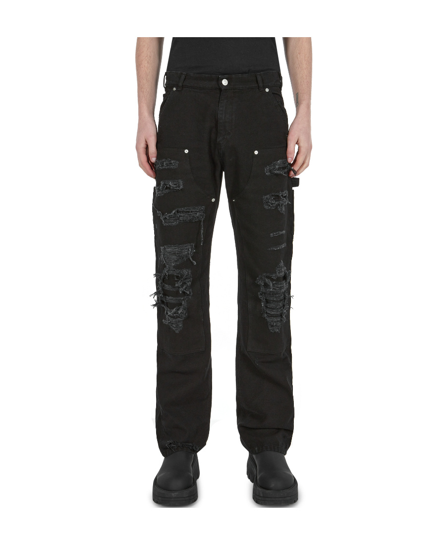 Alyx 1017 9sm Destroyed Carpenter Mid-rise Jeans In Black