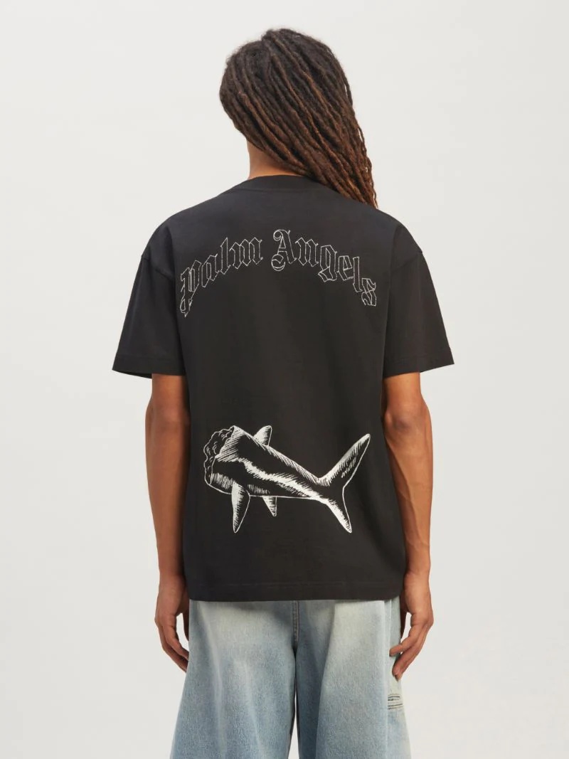Palm Angels Broken Shark Print Sweatshirt In Black