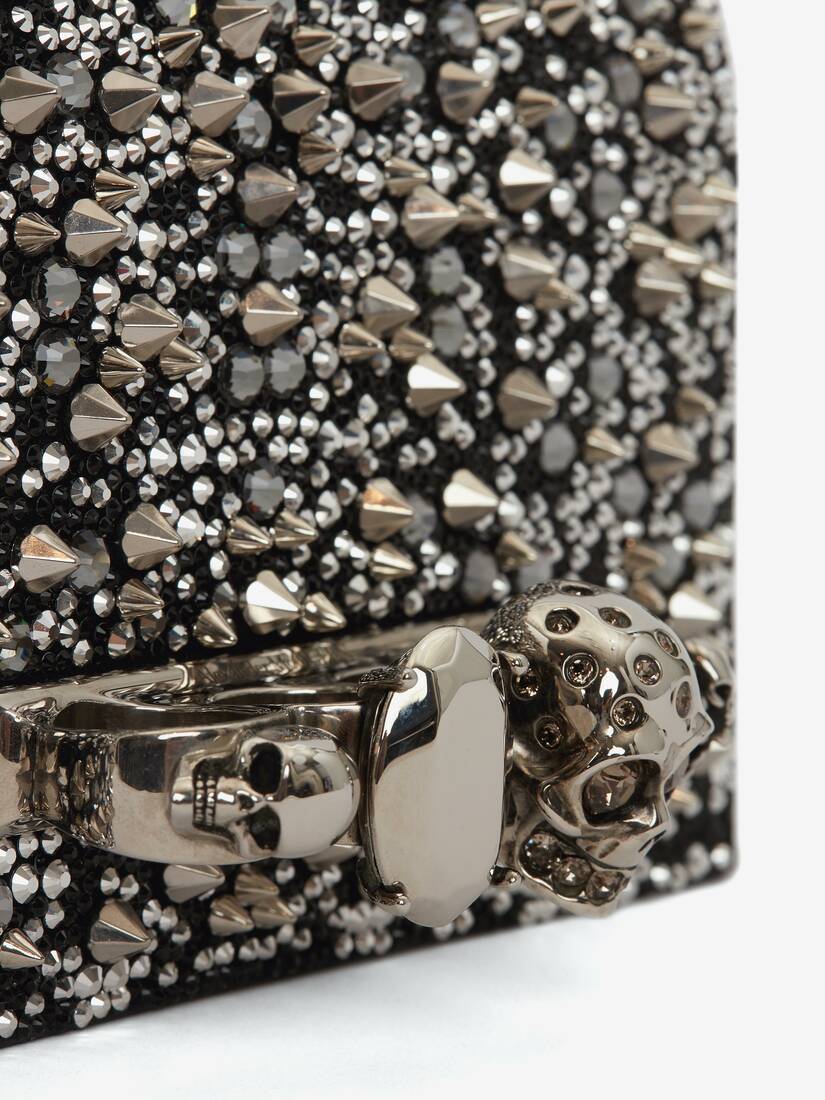 Alexander Mcqueen Jeweled Mini Crystal Satchel Bag In Black