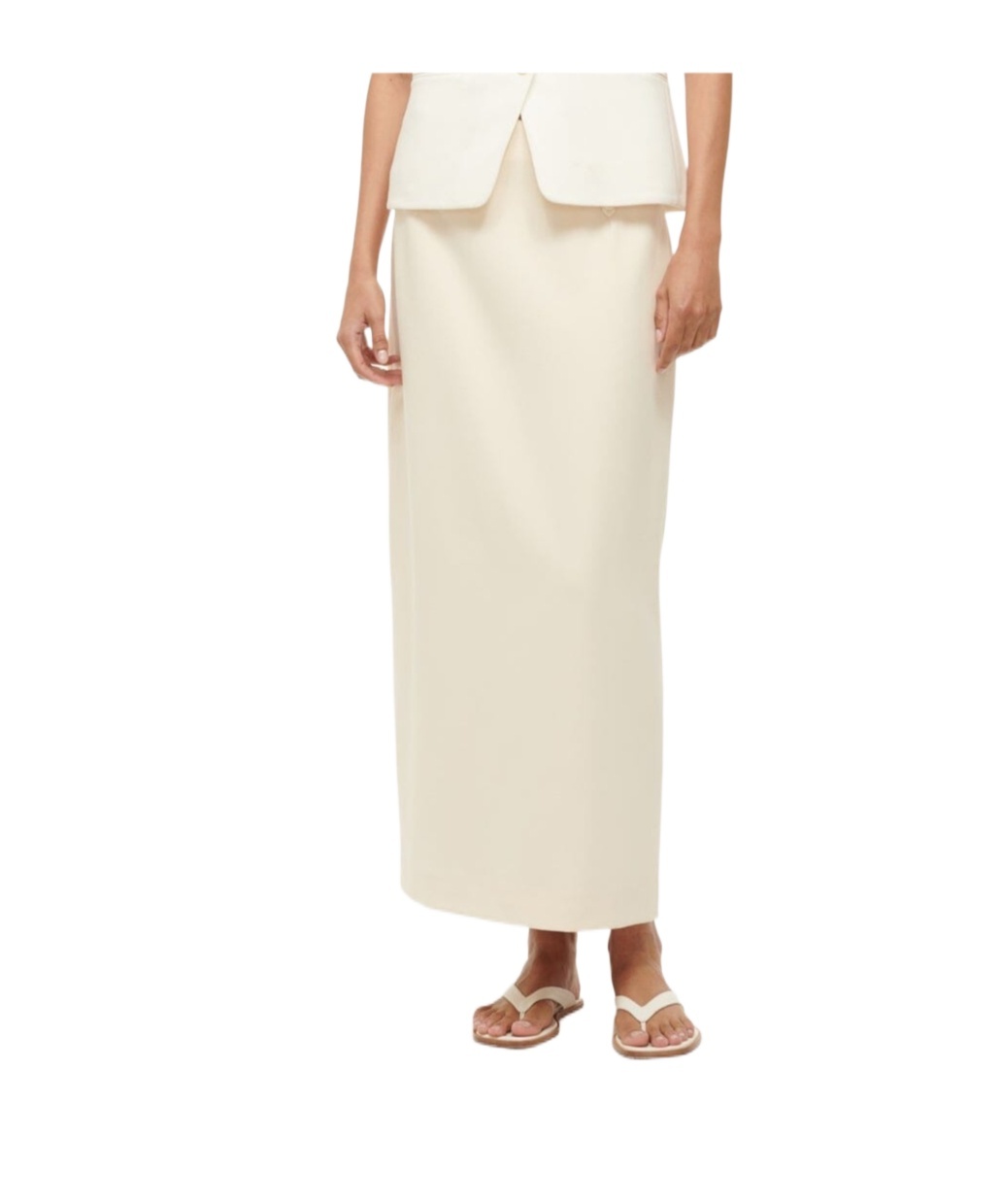 Staud Smith Tailored Midi Column Skirt In Nude