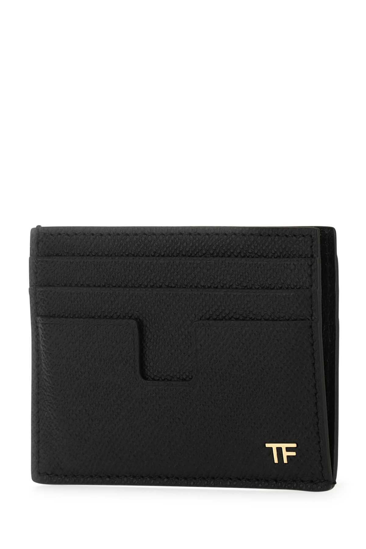Tom Ford Logo-plaque Leather Cardholder In Black