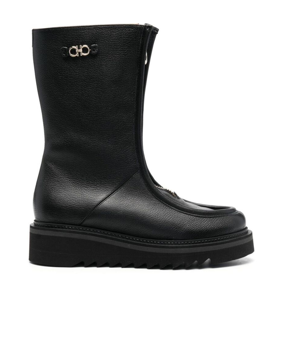 Ferragamo Euralio Genuine Shearling Lined Boot In Black