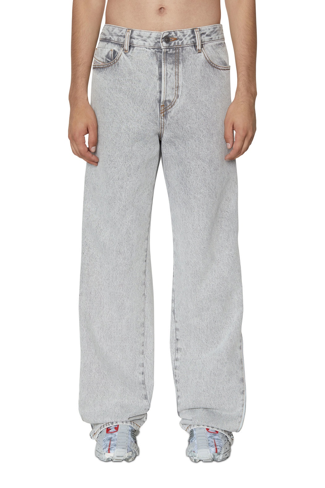 Diesel Grey Straight-leg Denim Jeans In Light-wash In White