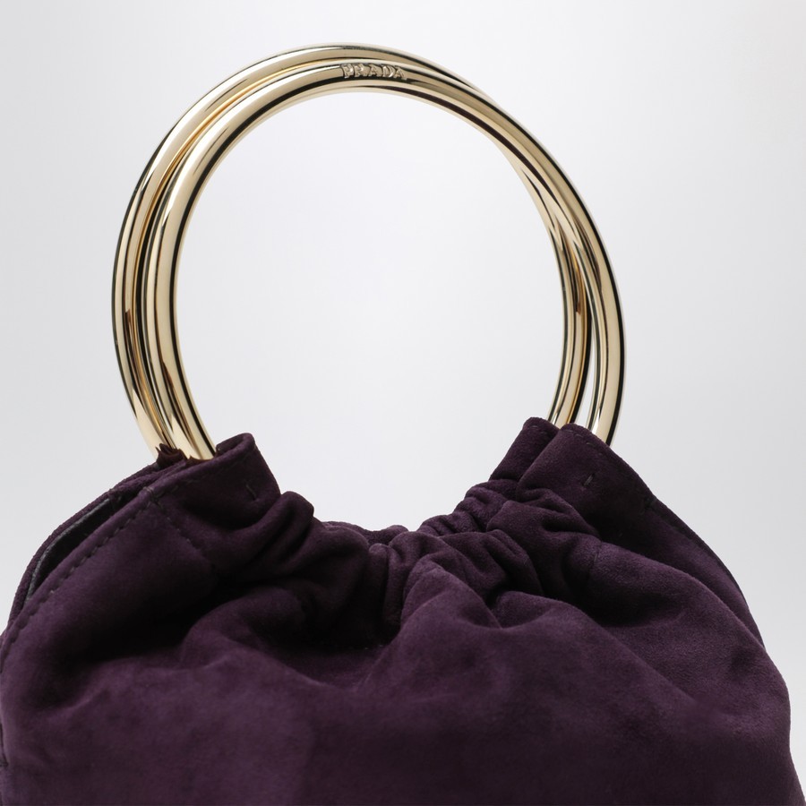 Prada Mini Bucket Bag In Plum Suede In Purple