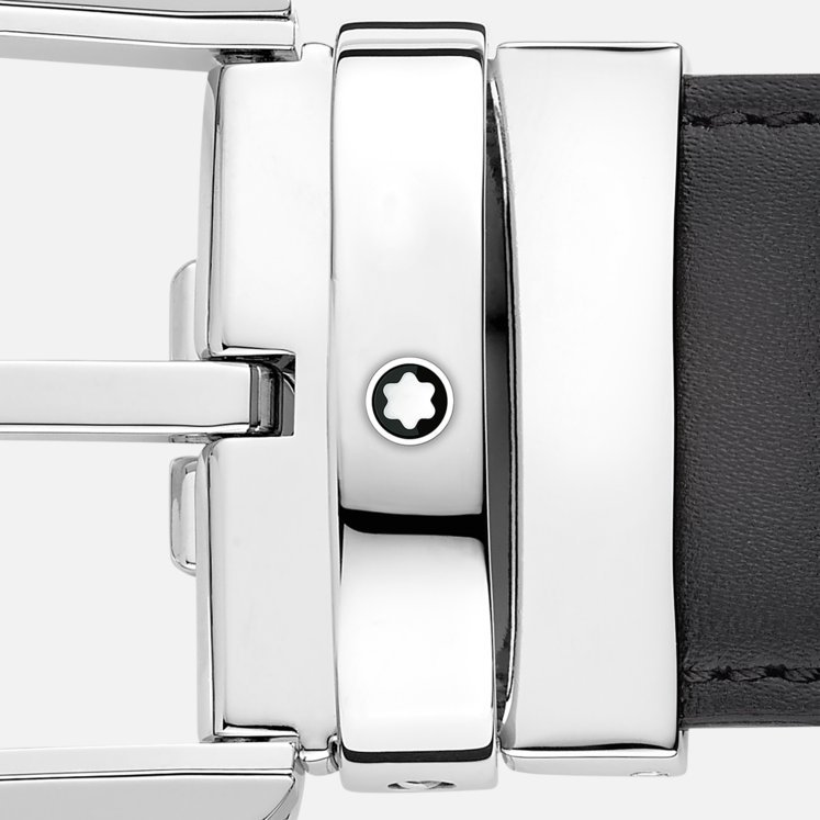 Montblanc Leather Reversible Belt Adjustable Length Textured In Black