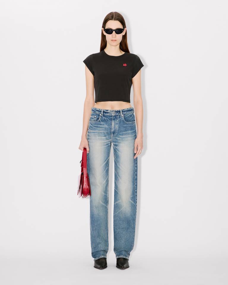 Kenzo Boke Flower Embroidered T-shirt In Black