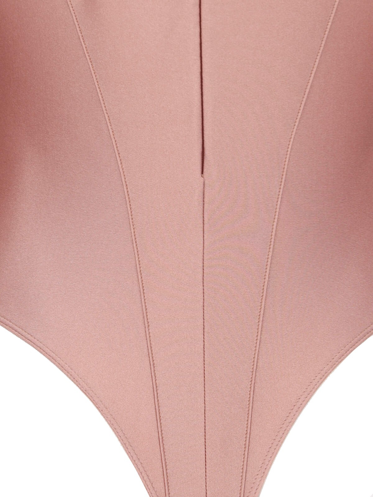Mugler High-necked Long-sleeved Jumpsuit In Pink