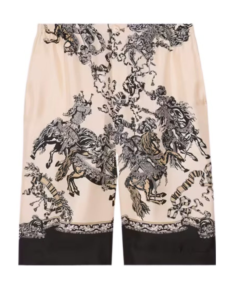 Gucci All-over Print Silk Shorts In Nude