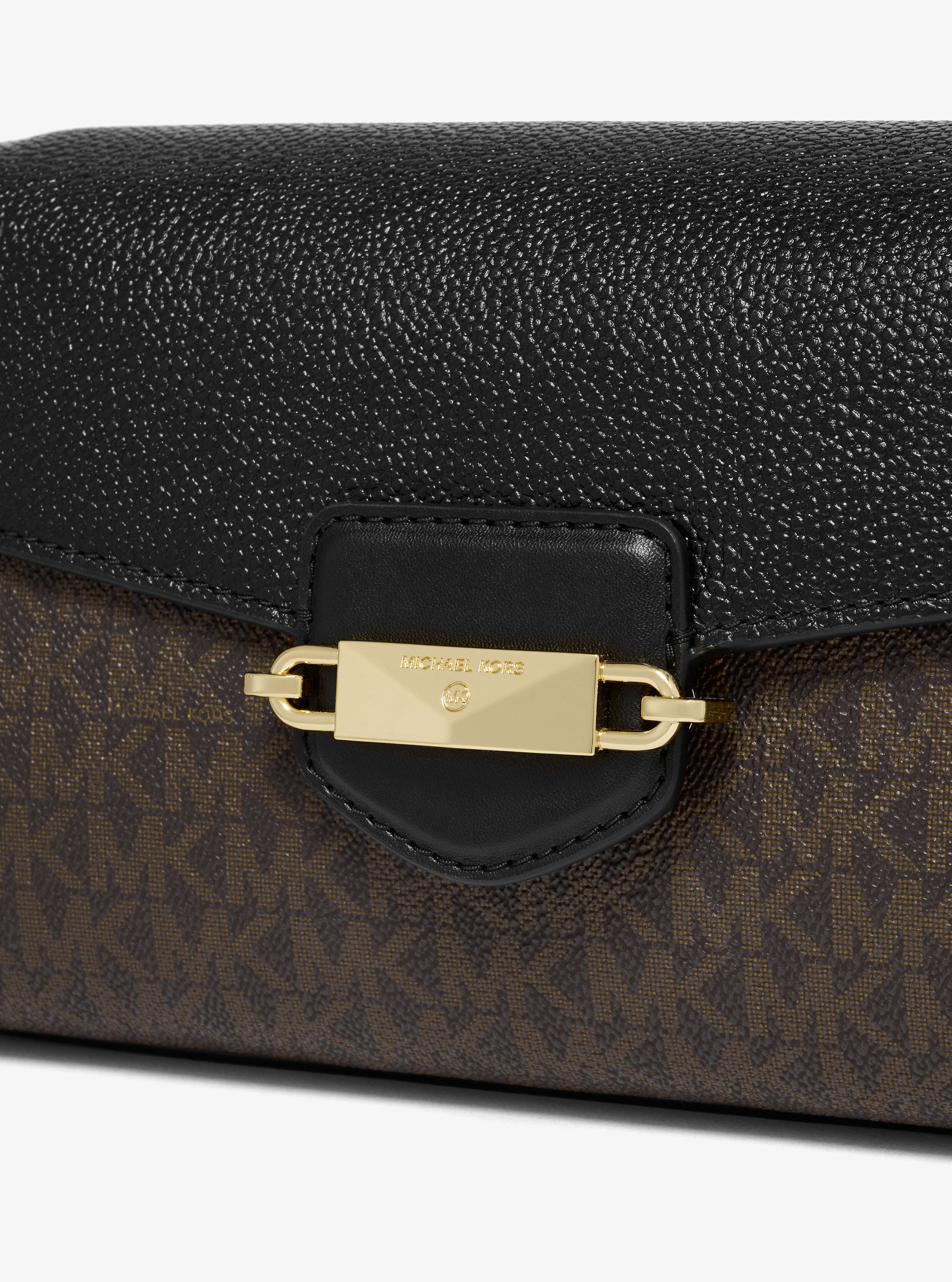 Michael Kors Fleur Monogrammed Shoulder Bag In Black