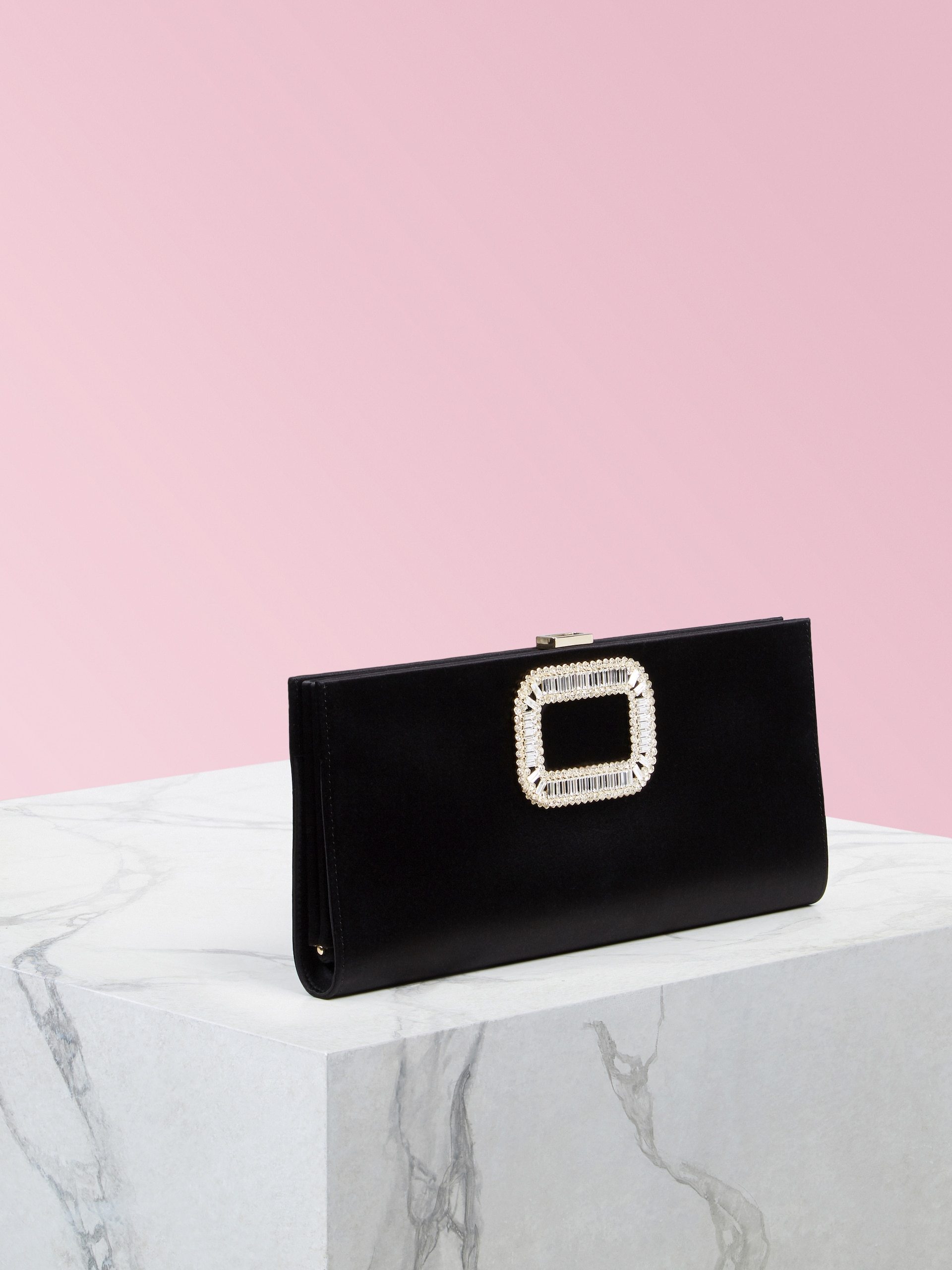 Roger Vivier Buckle Embellished Clutch Bag In Black