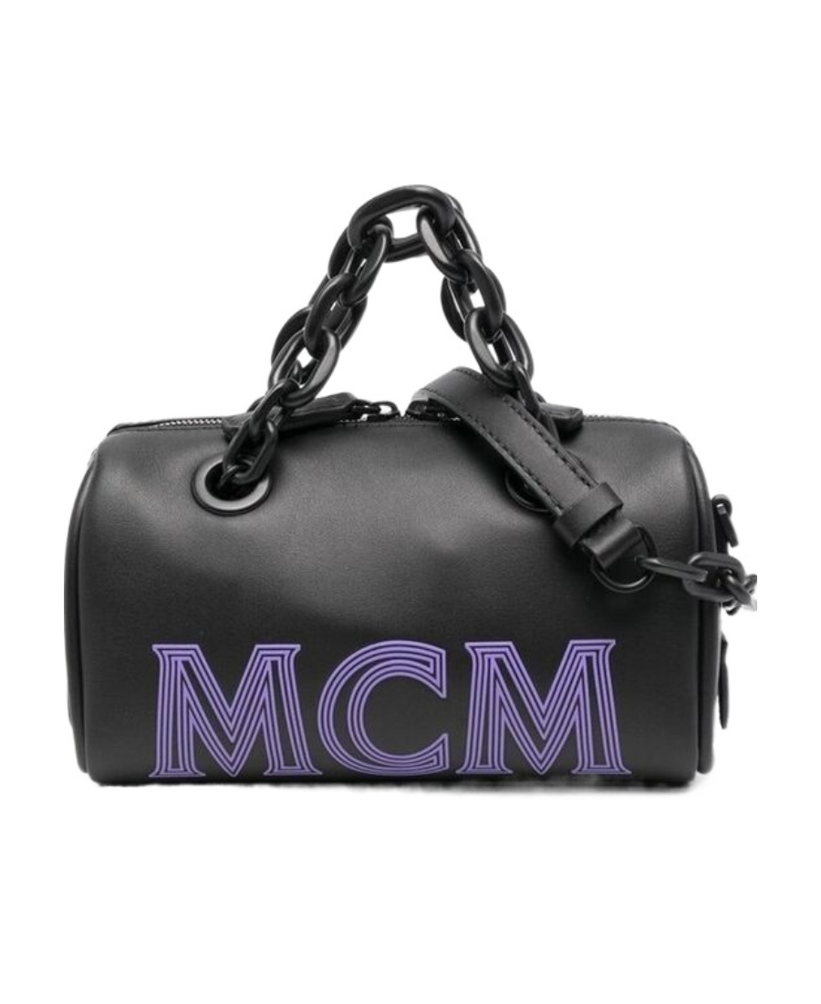 Mcm Logo Top-handle Tote In Black