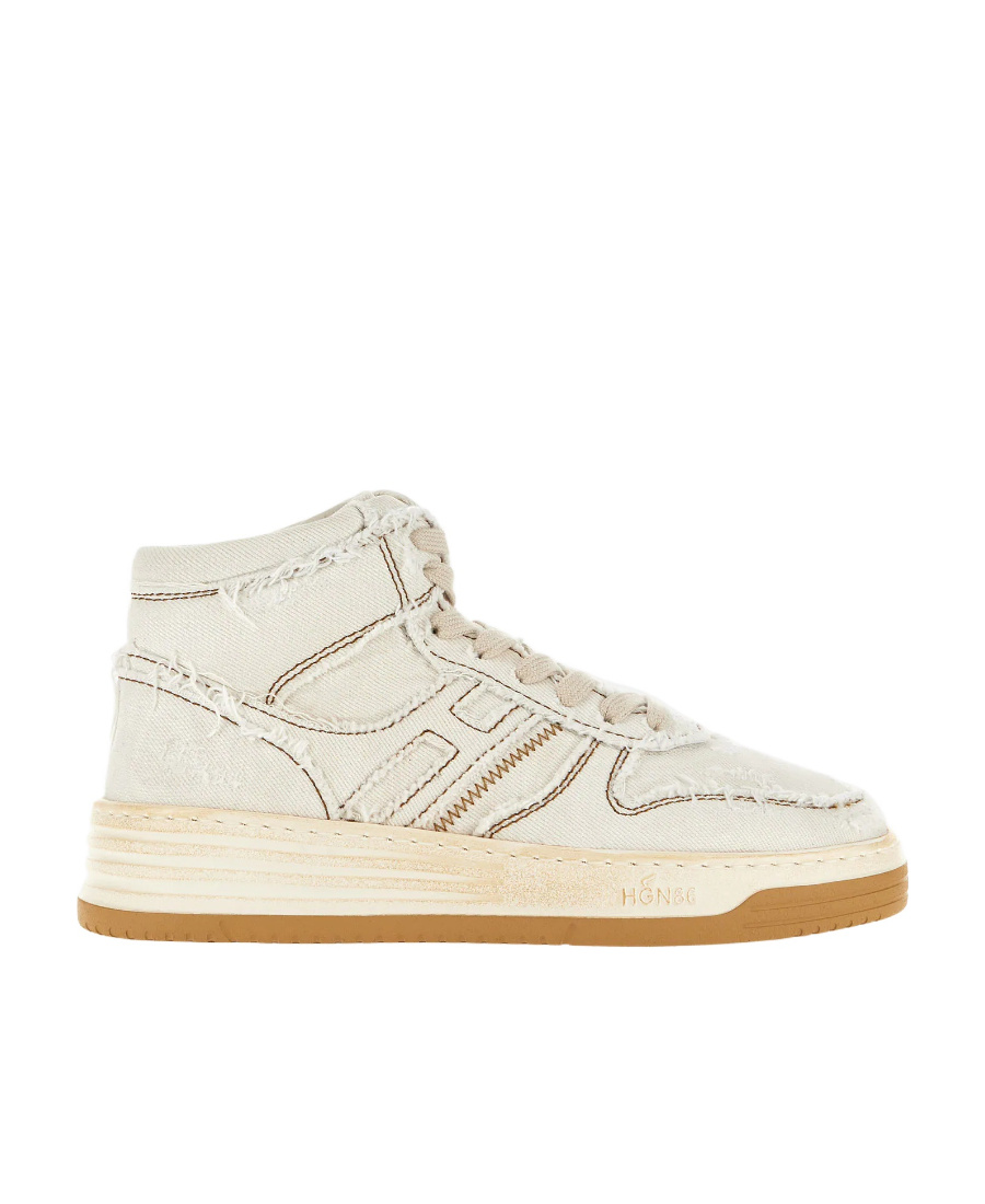Hogan Contrast-stitch High-top Sneakers In White
