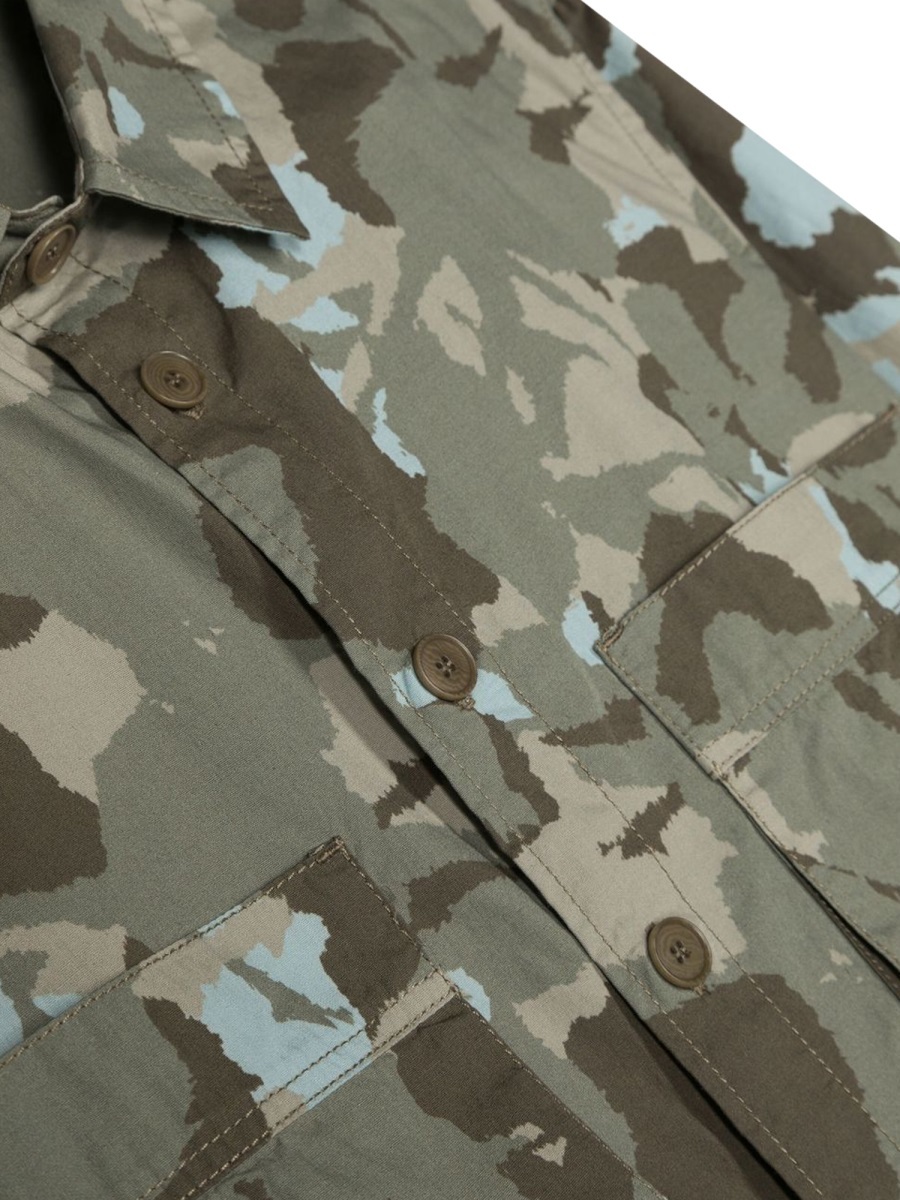 Aspesi Camouflage-print Cotton Shirt In Gray