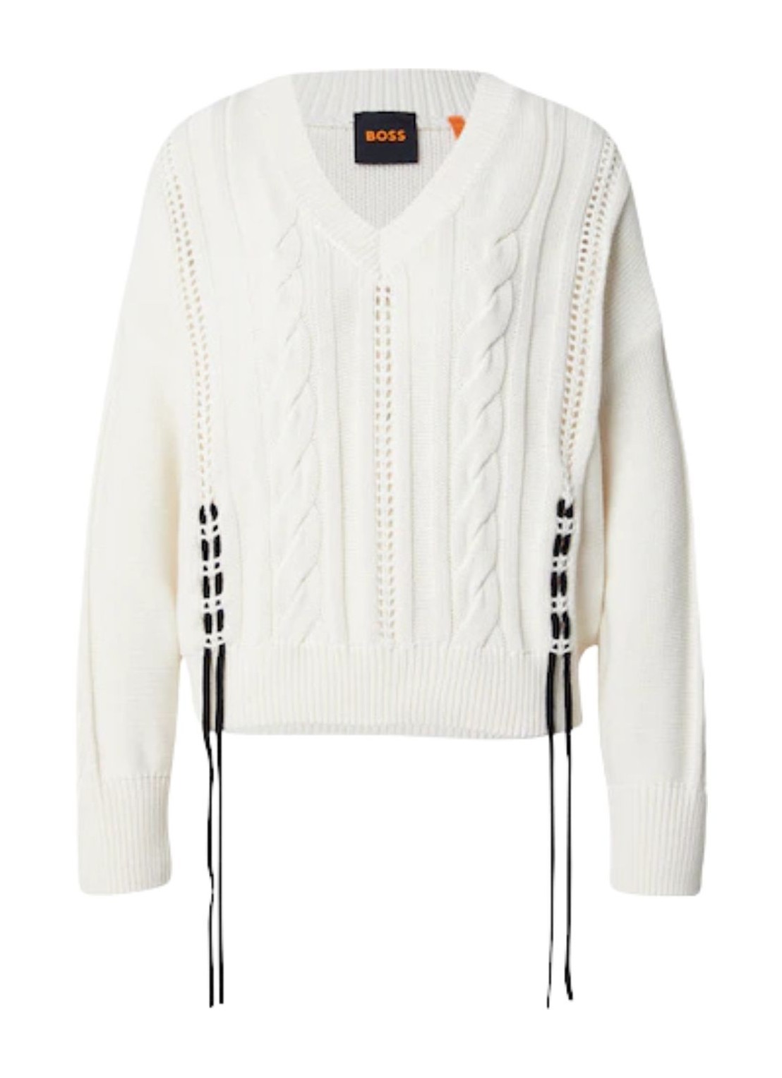 Hugo Boss Cable-knit Sweater In White