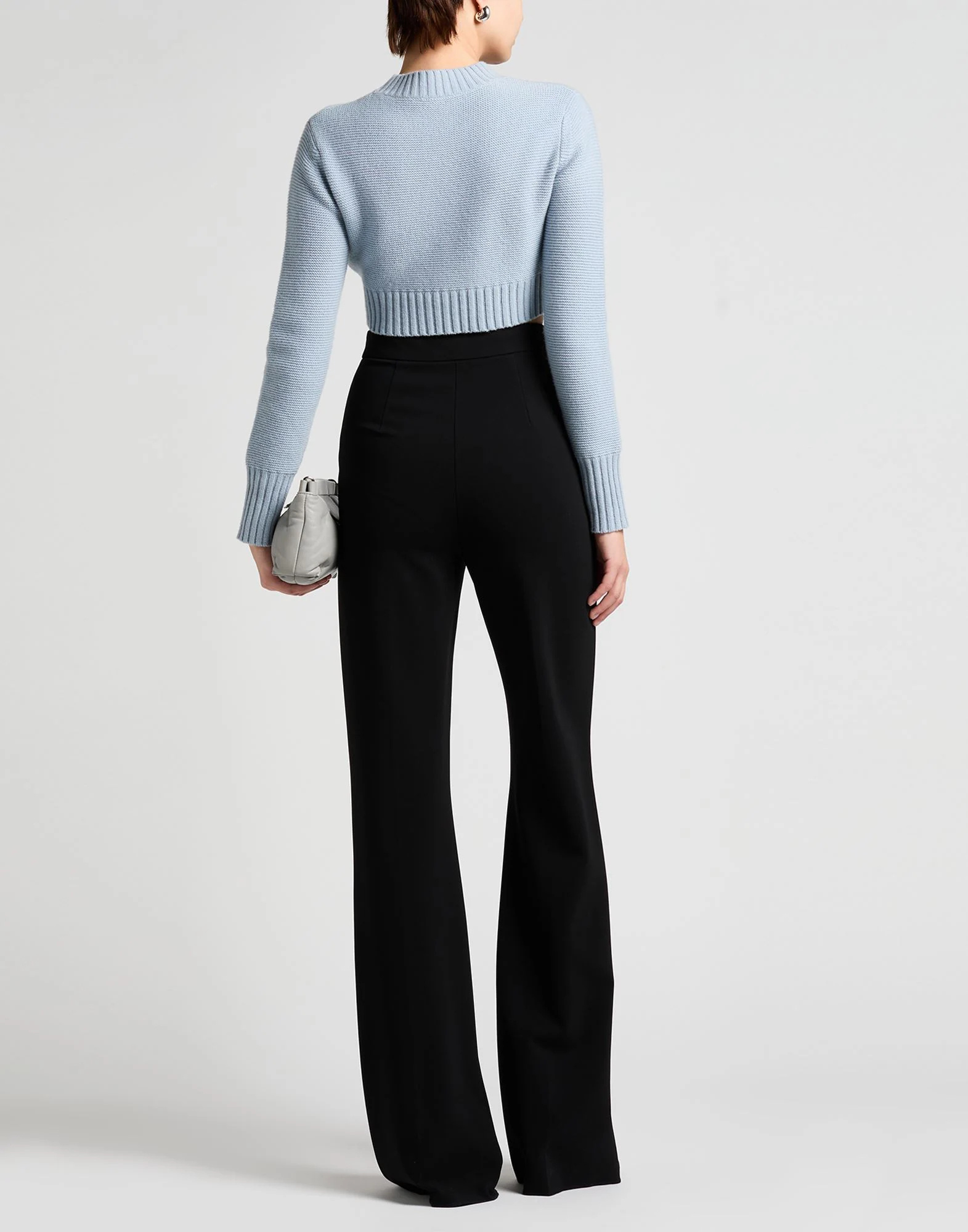 Max Mara Solid Color Flared Pants In Black