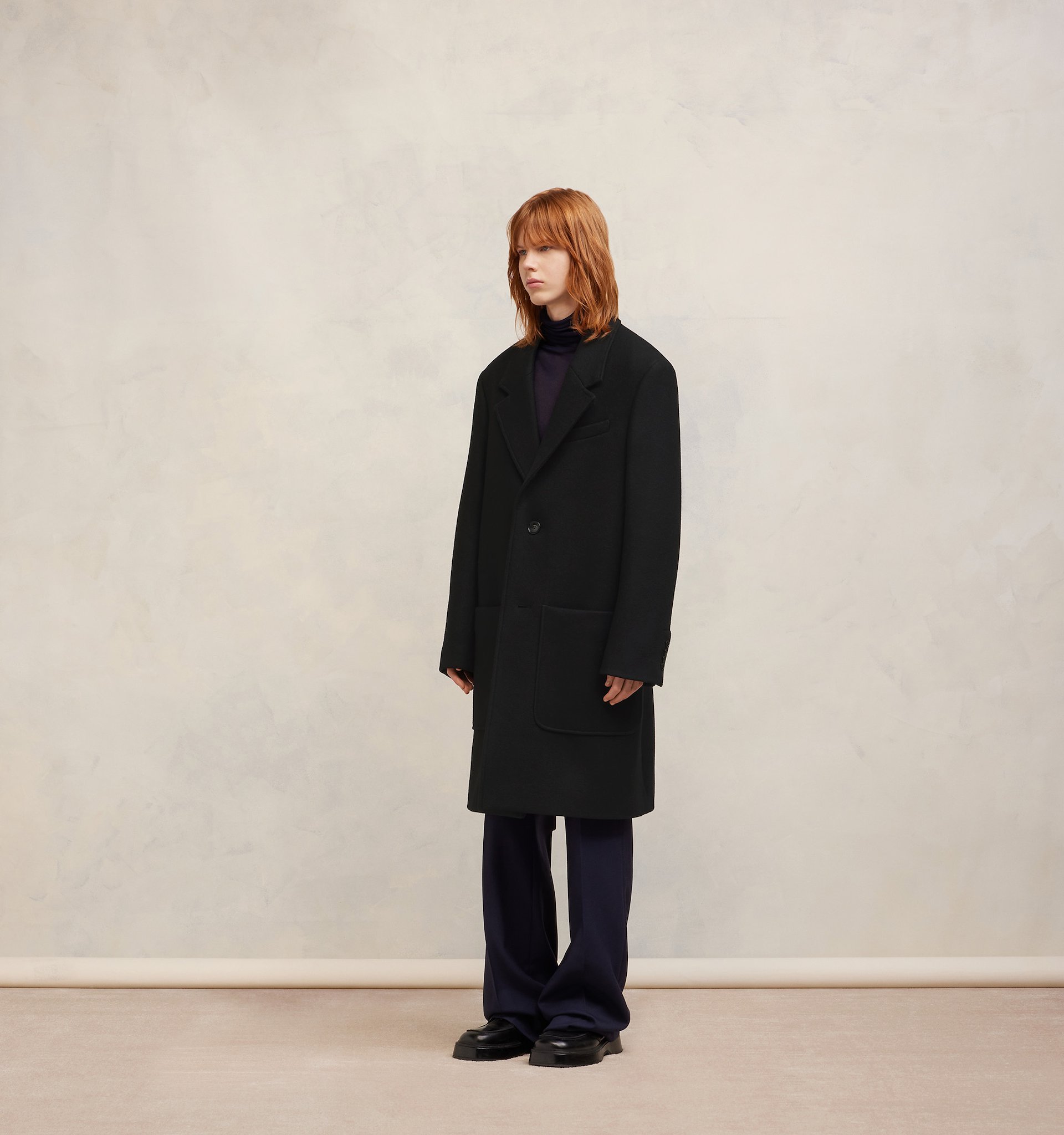 Shop Ami Alexandre Mattiussi Ami Paris Single-breasted Long Coat In Black