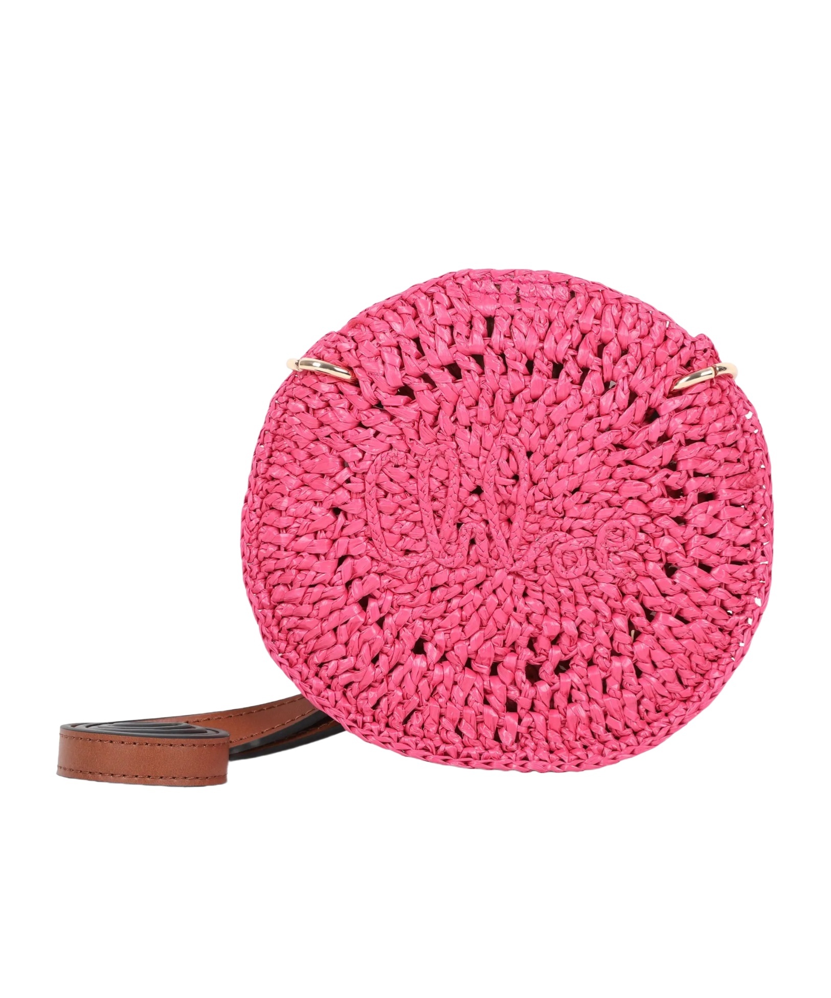 Chloé Kids Round Woven Shoulder Bag In Orange