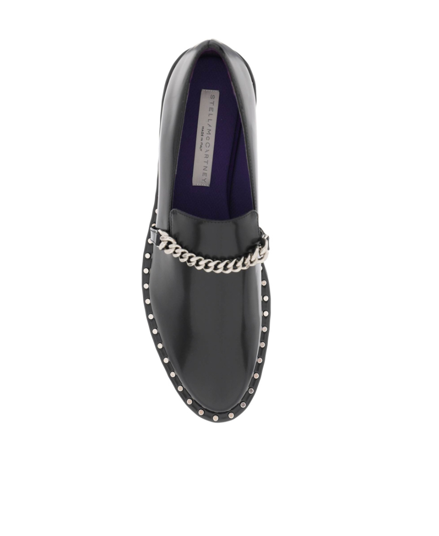 Stella Mccartney Falabella Chain-link Detailing Loafers In Black