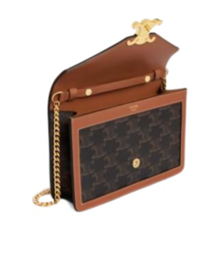 CELINE WALLET ON CHAIN MARGO IN TRIOMPHE CANVAS AND CALFSKIN