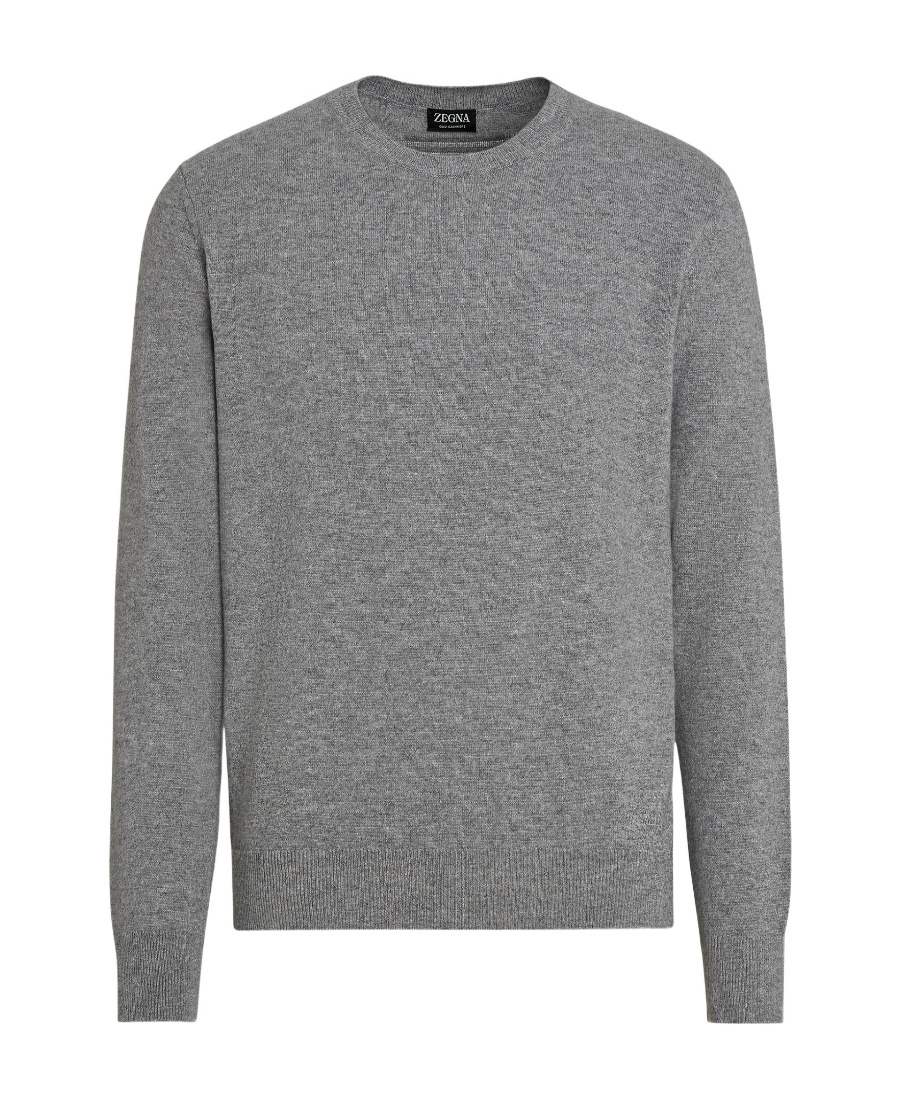 Zegna Crew Neck Cashmere Sweater In Gray