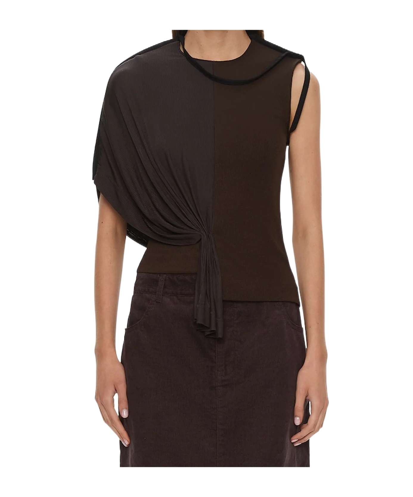 Christopher Esber Collision Draped Top In Brown