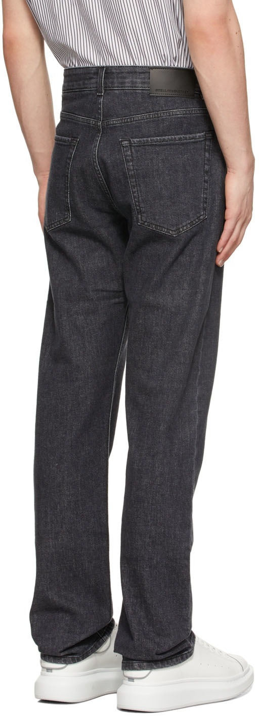 Stella Mccartney Straight-leg Logo-print Jeans In Black