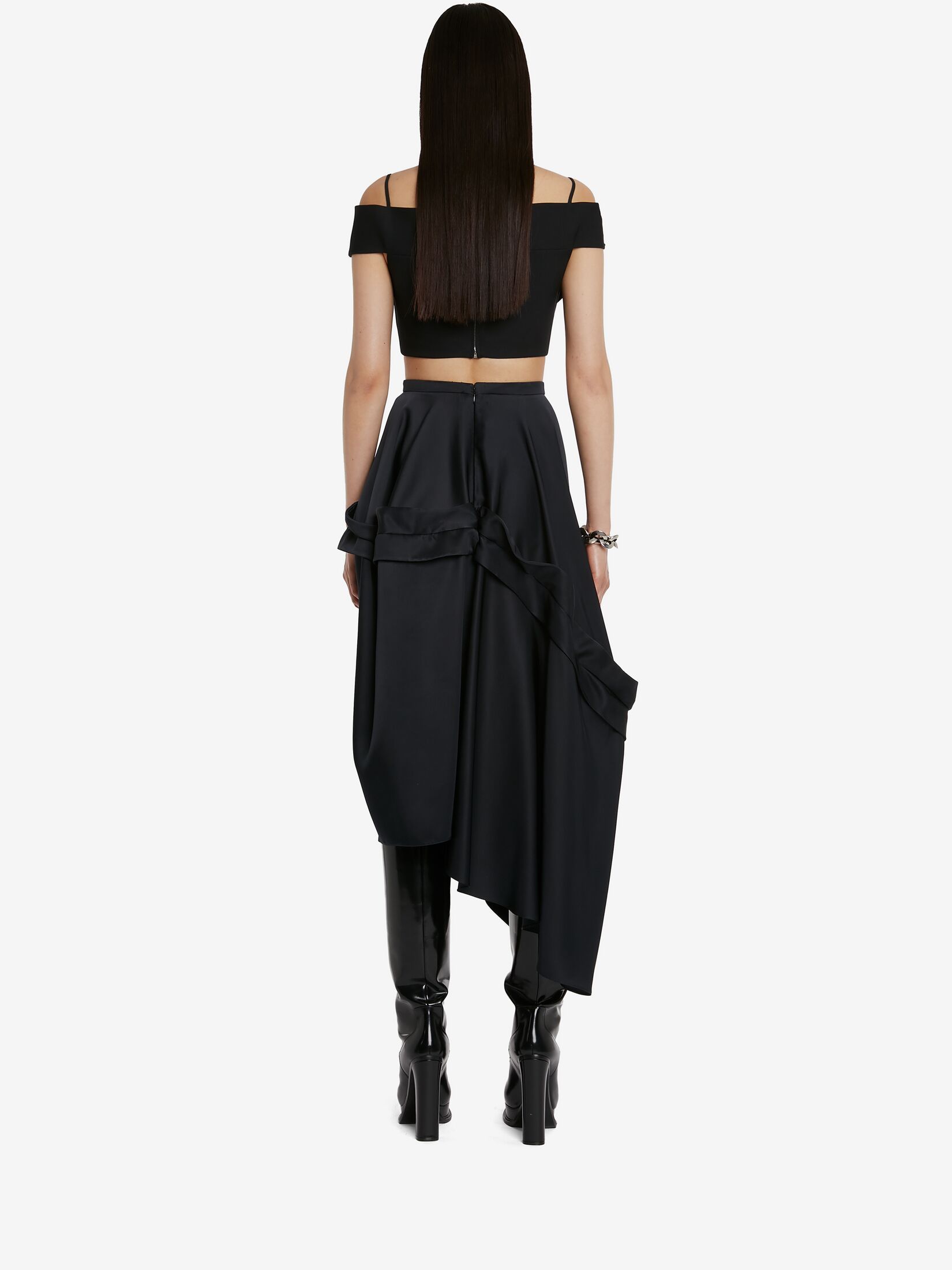 Alexander Mcqueen Trompe L'oeil Tailored Crop Top In Black