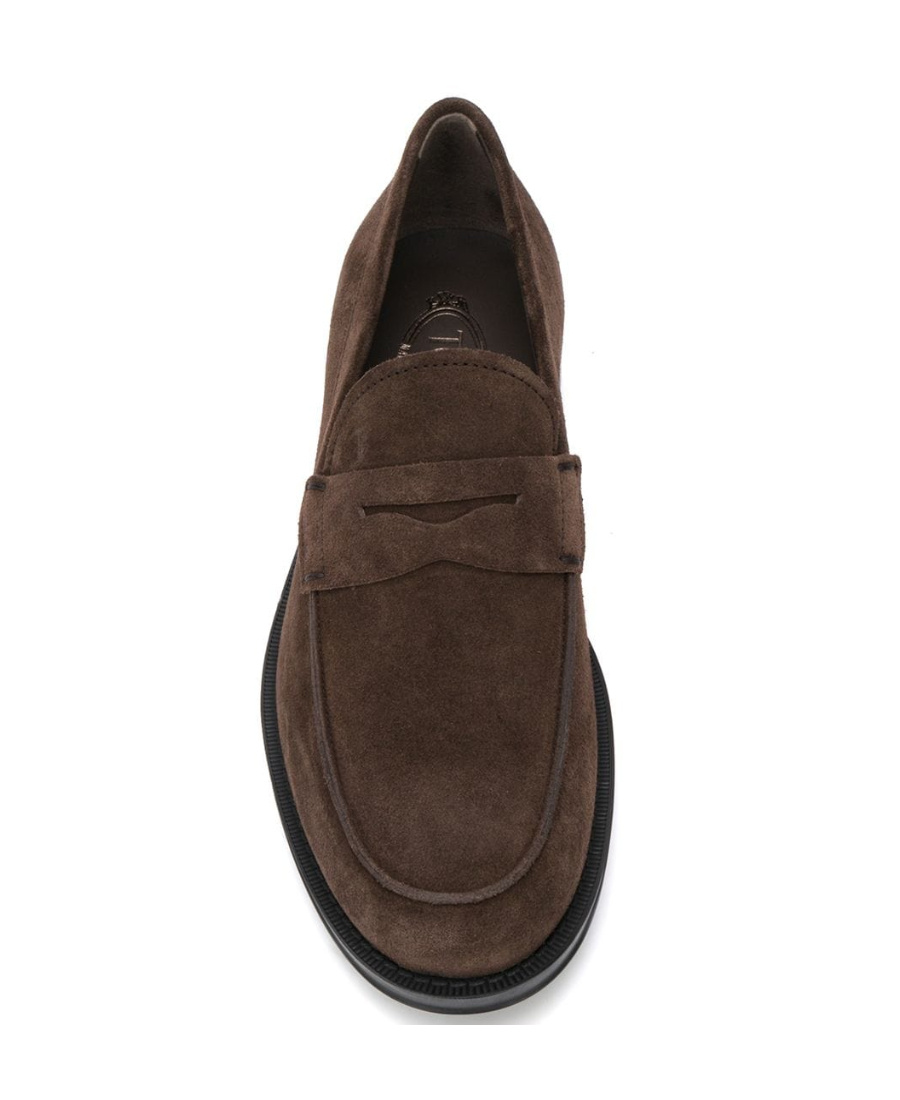 Tod's Leather Loafer Shoes In Brown