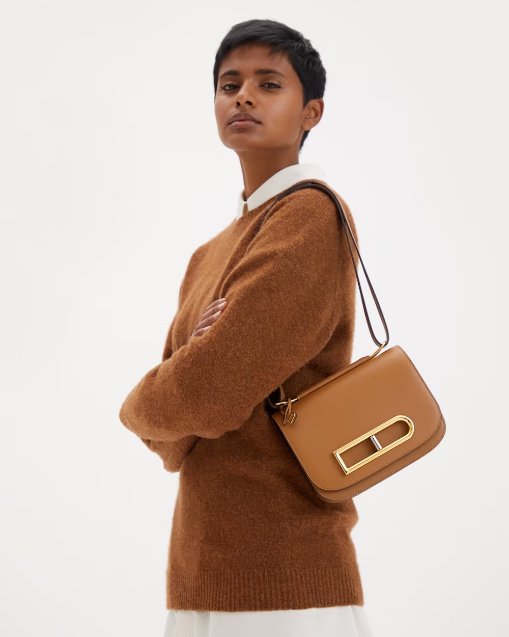 Delvaux Lingot Flip Shoulder Bag In Brown