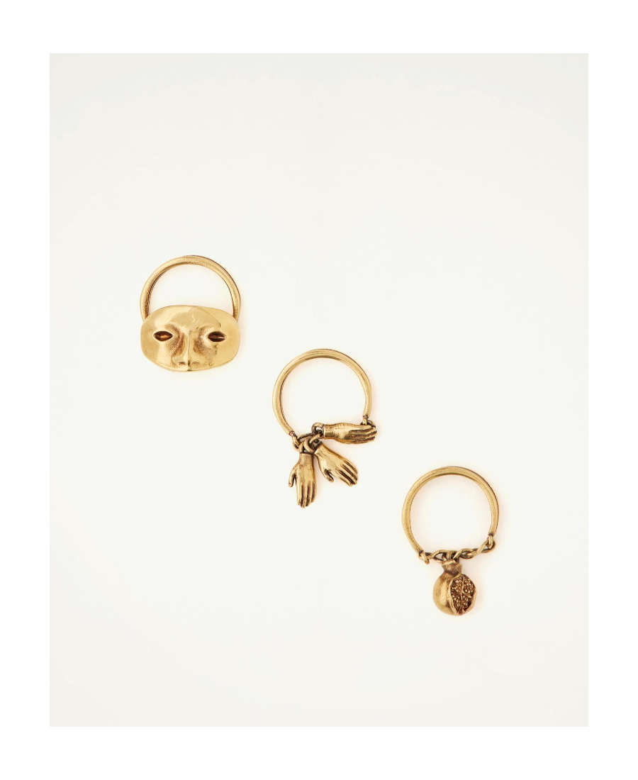 Lemaire Charm-detail Set Of Rings In Yellow