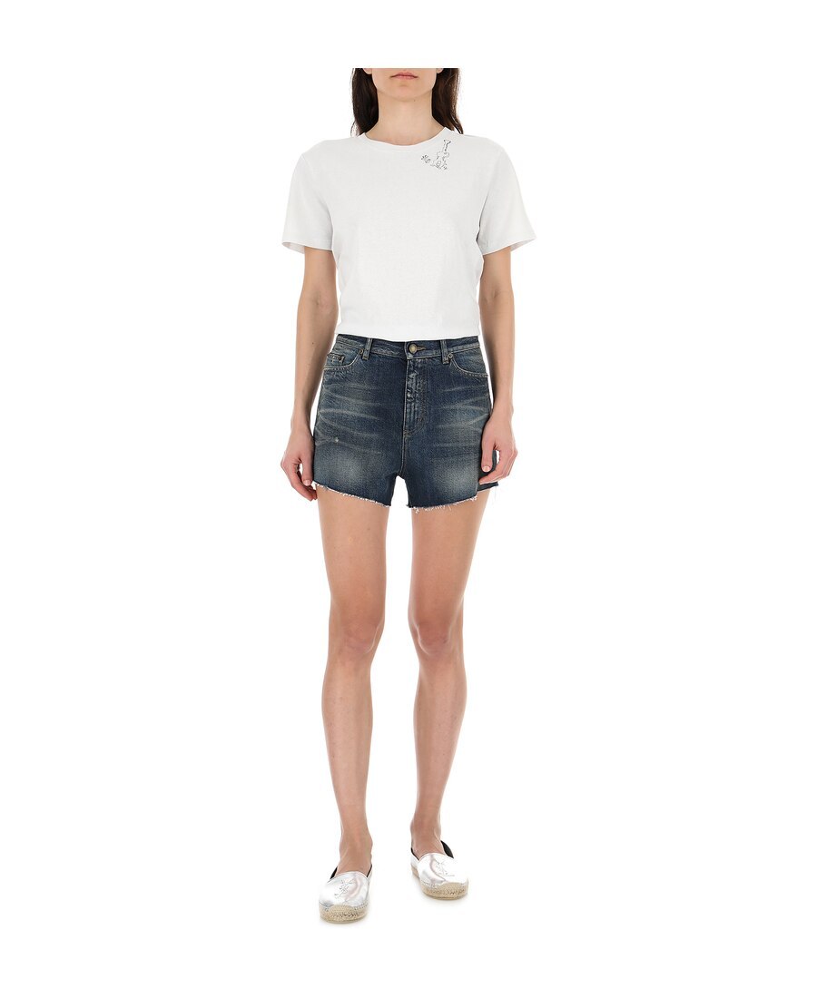 Saint Laurent Guitar Motif T-shirt In White