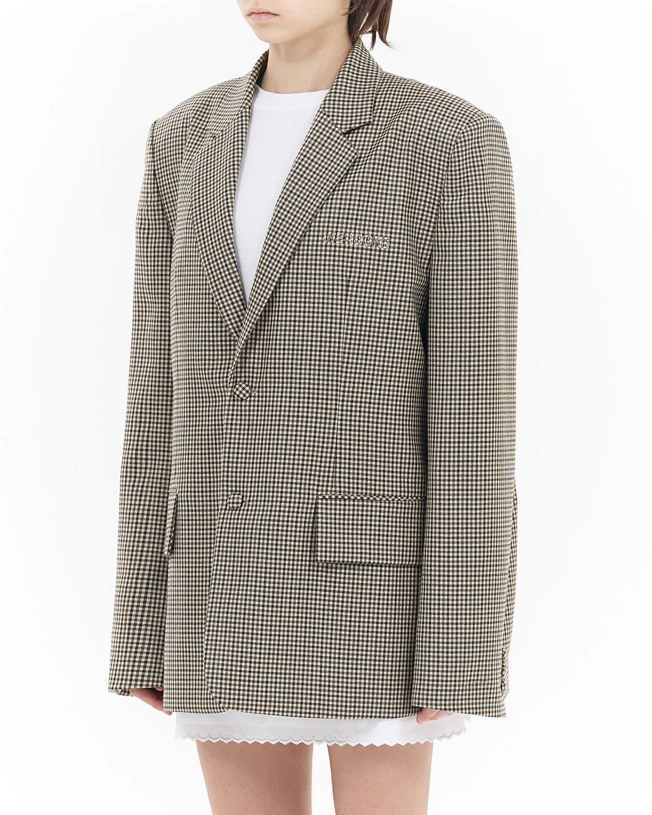 We11 Done Checked Pattern Blazer In Nude