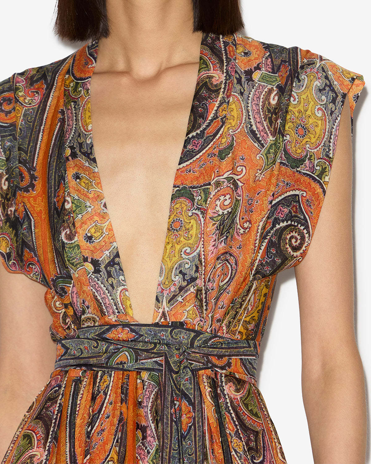 Isabel Marant Melissa Belted Paisley-print Silk Maxi Dress In Brown