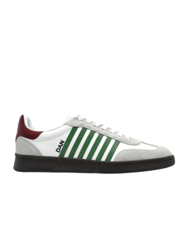 Dsquared2 White Leather Sneakers With Side Stripe Detailing In White