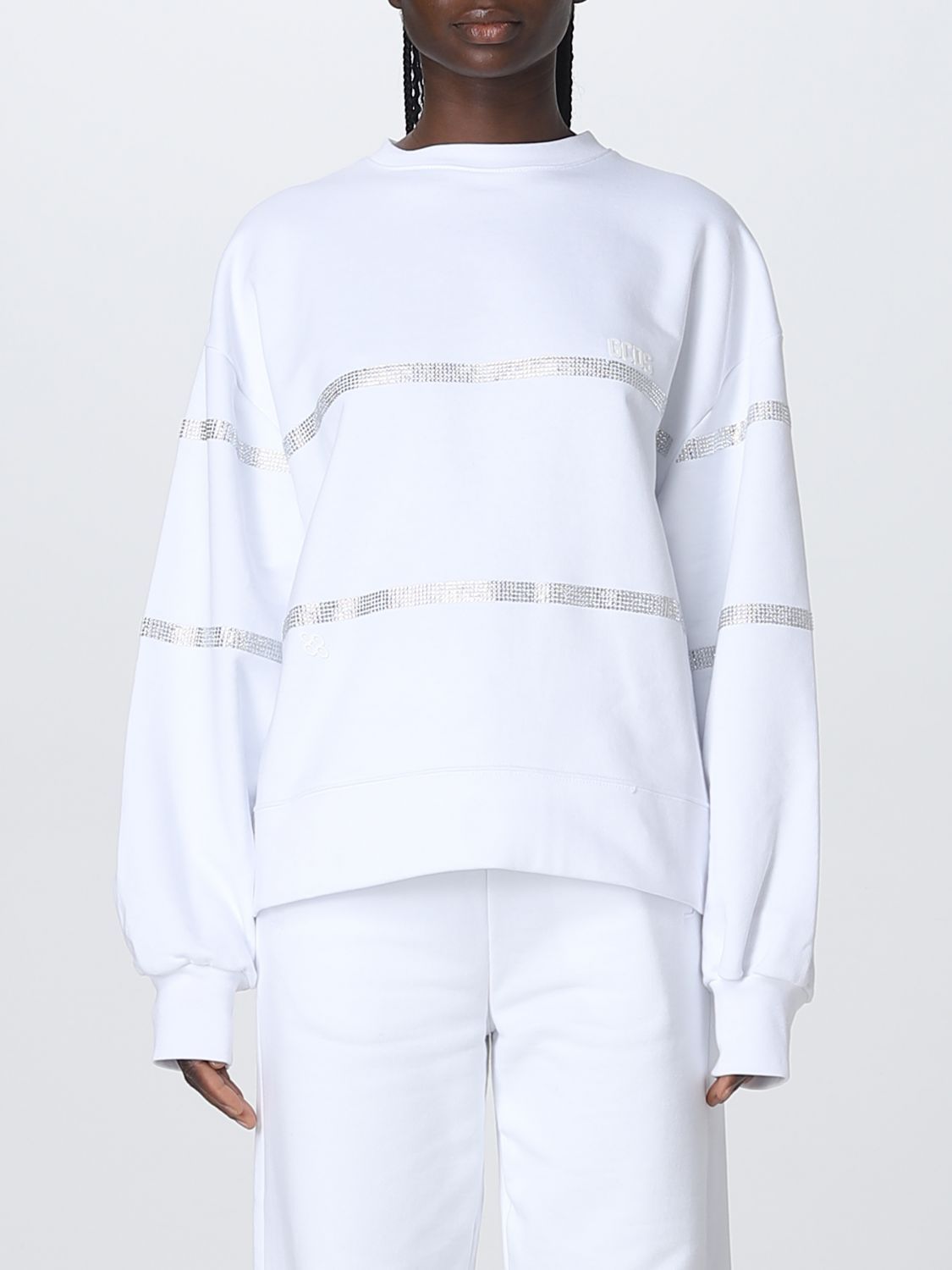 Gcds Cotton Sweatshirt With Frontal Logo Patch In White