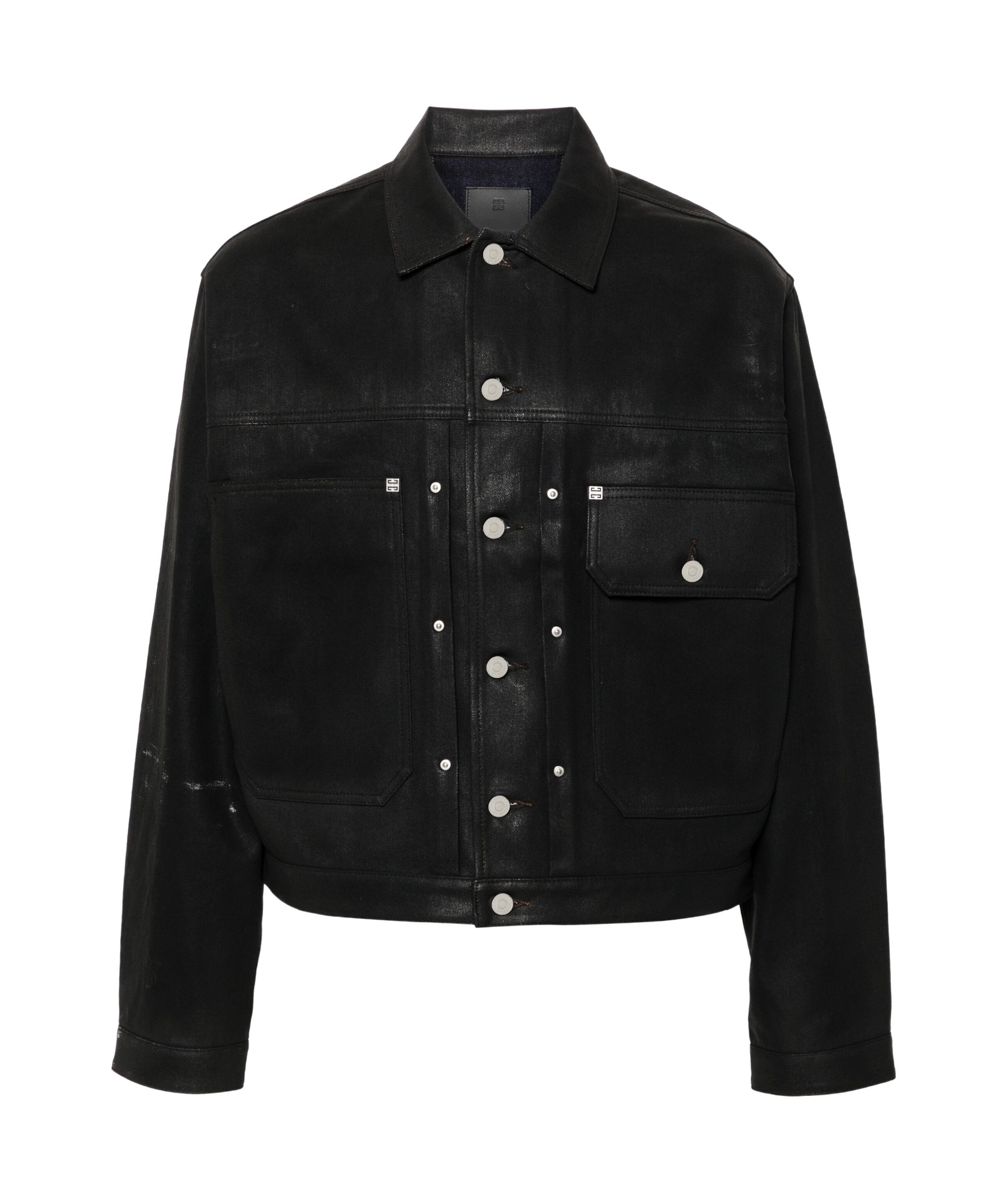 Givenchy Men's Coated Denim Trucker Jacket In Black