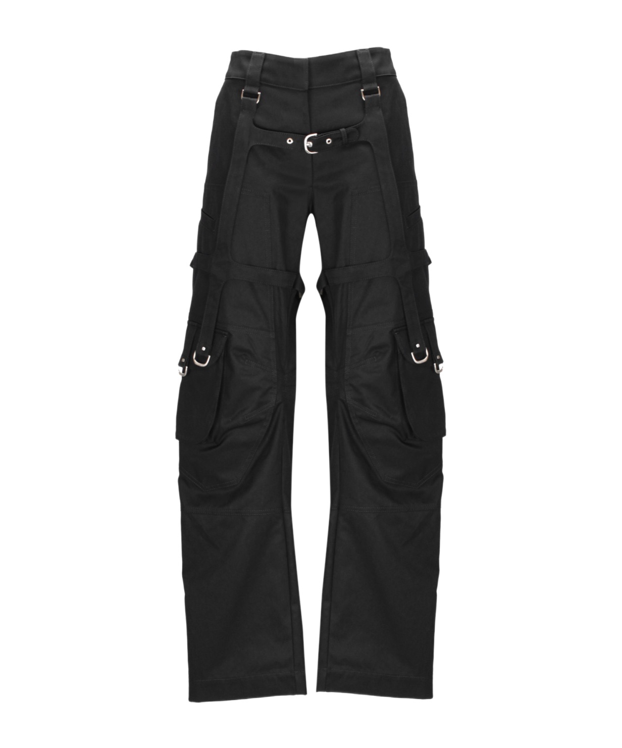 Off-white Cotton Cargo Trousers In Black