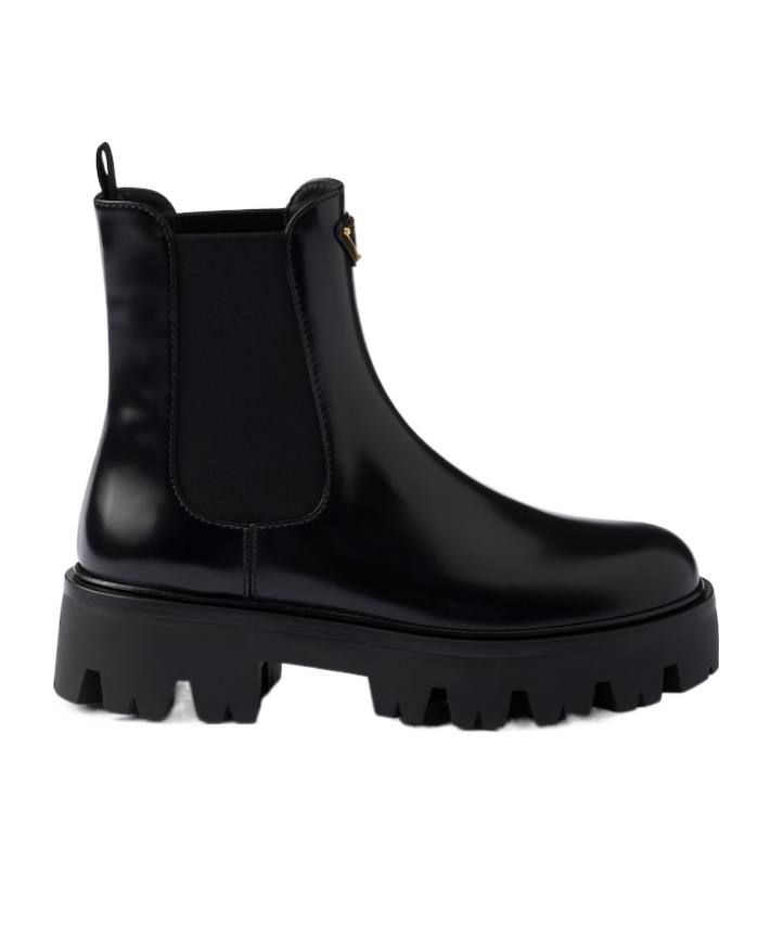Prada 55mm Triangle-logo Chelsea Boots In Black
