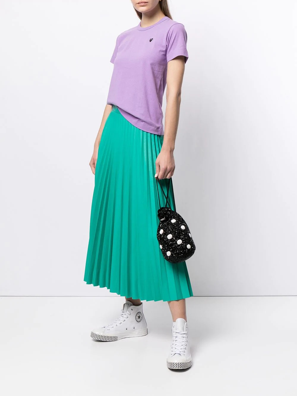 Comme Des Garçons Play Embroidered-logo Cotton T-shirt In Purple